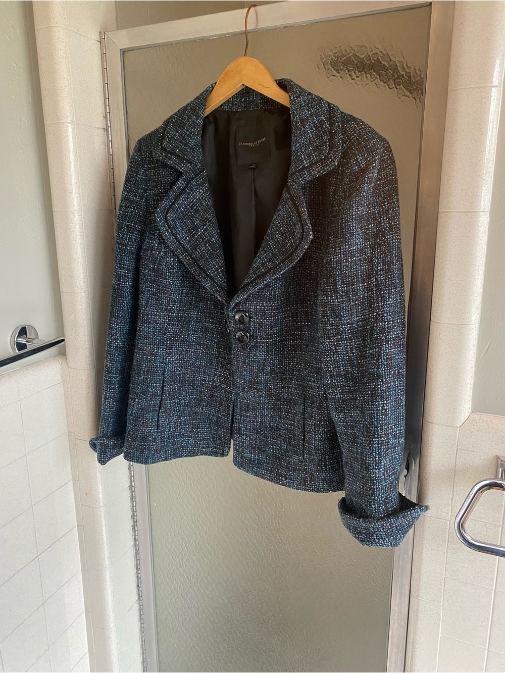 Nordstrom Classiques Women's Tweed Blue-Black Blazer Jacket